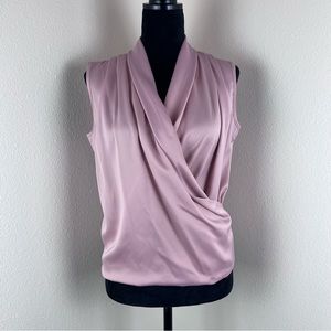 Y2K YME Restart Shirt Womens Medium Satin Wrap City Feminine Blouse Top Pink